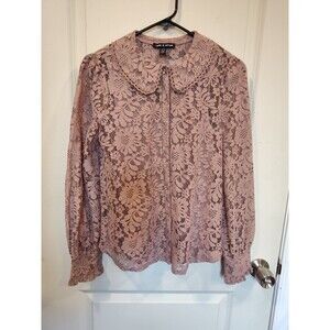 Women's Cable & Gauge Long Sleeve Lace Blouse Mauve Pink
